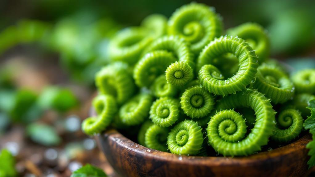 springtime edible fern shoots