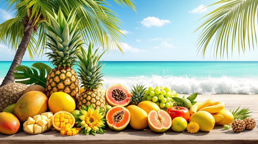 diverse tropical fruit varieties