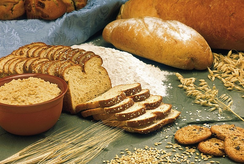 Various grain products on a table