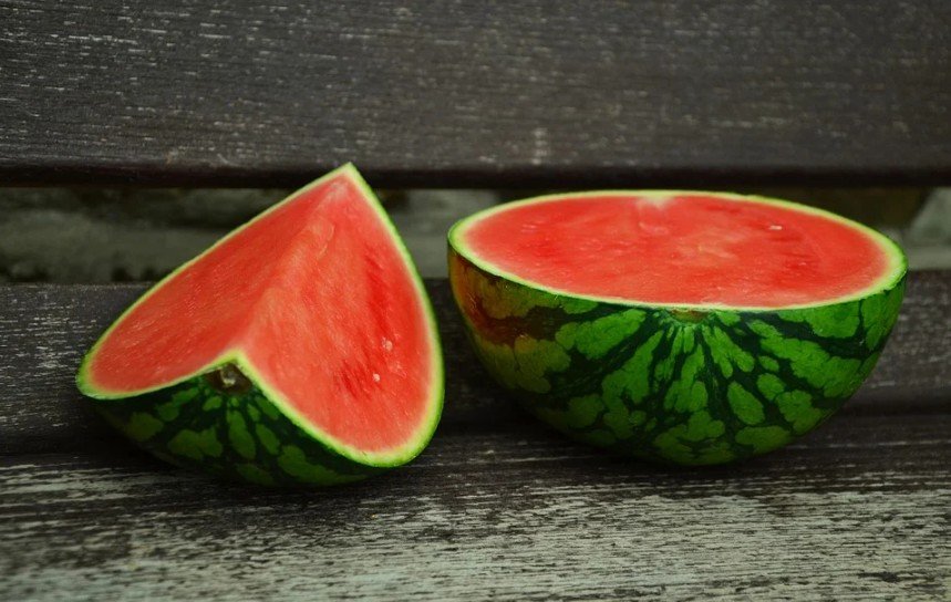 a seedless watermelon cut in half