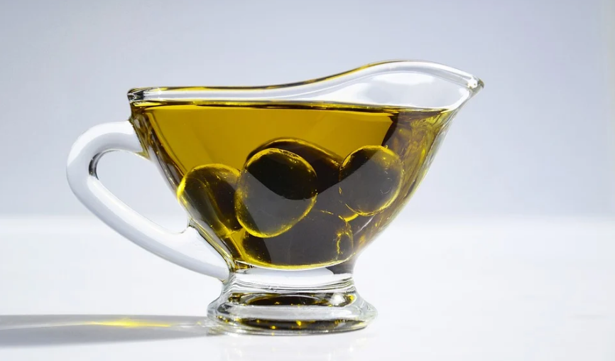 olive oil on a serving cup